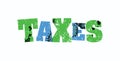 Taxes Concept Colorful Stamped Word Illustration