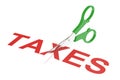 Taxes concept, cutting taxes. 3D rendering