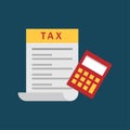 Taxes document with calculator icon , tax payment concept, vector, illustration