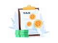 Taxes and fees paying. Financial charge, obligatory payment calculating. Personal income tax, doing your taxes, tax Royalty Free Stock Photo