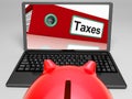 Taxes File On Laptop Shows Taxation