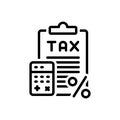 Black line icon for Taxes, levy and price