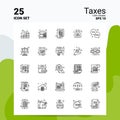 25 Taxes Icon Set. 100% Editable EPS 10 Files. Business Logo Concept Ideas Line icon design Royalty Free Stock Photo