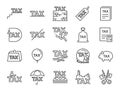 Taxes icon set. Included the icons as fees, personal tax, duties, mandatory financial charge, claims, duty free, heavy, tariff and