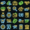 Taxes icon set vector neon