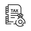 Taxes icon vector isolated on white background, Taxes sign , line symbol or linear element design in outline style