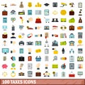 100 taxes icons set, flat style Royalty Free Stock Photo