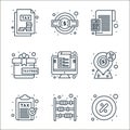 taxes line icons. linear set. quality vector line set such as discount, counter, clipboard, map point, invoice, present, Royalty Free Stock Photo