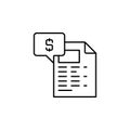 taxes, money, file, chat bobble line icon on white background