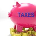 Taxes Piggy Bank Means Taxed Income And Tax Rate Royalty Free Stock Photo