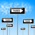 Taxes Sign Shows Corporation Trade And Corporate