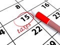 Taxes word on calendar Royalty Free Stock Photo