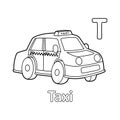 Taxi Alphabet ABC Coloring Page T