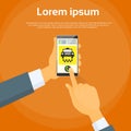 Taxi Application Hand Use Smart Phone Call Cab Car Royalty Free Stock Photo