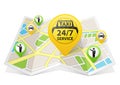 Taxi apps on a map