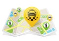 Taxi apps on a map