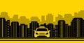 Taxi background with city landscaping