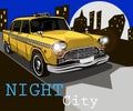 Taxi on the background of night city