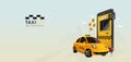 Taxi banner. Online mobile application order taxi service concept horizontal illustration. Flat 3d vector perspective. Vector