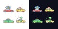 Taxi booking light and dark theme RGB color icons set