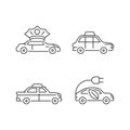 Taxi booking linear icons set