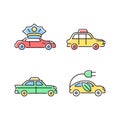 Taxi booking RGB color icons set