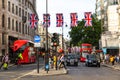 Taxi (Cab) and Red double decker bus in London, England, UK Royalty Free Stock Photo