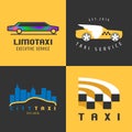 Taxi, cab set of vector logo, icon Royalty Free Stock Photo