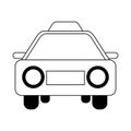 Taxi cab vehicle frontview in black and white Royalty Free Stock Photo
