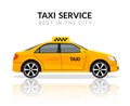 Taxi car app cab flat yellow vector car icon. Taxi travel taxi design service