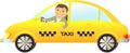 Taxi car with driver thumb up Royalty Free Stock Photo