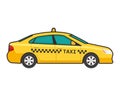 Taxi car icon. Vector flat line illustration. Pop art style. Royalty Free Stock Photo