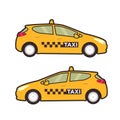 Taxi car icon. Vector flat line illustration. Pop art style. Royalty Free Stock Photo