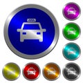 Taxi car luminous coin-like round color buttons