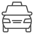 Taxi car line icon. Passenger transportation vehicle symbol, outline style pictogram on white background. Travel or