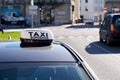 Taxi car parked in Bordeaux city France Royalty Free Stock Photo