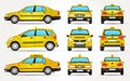 Taxi Car - Side - Front - Back view Royalty Free Stock Photo