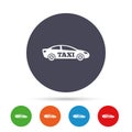 Taxi car sign icon. Sedan saloon symbol.