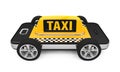 Taxi Car Sign on Smartphone Royalty Free Stock Photo