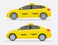 Taxi cars. New yellow transport in york for driver and passenger. Taxi service. Realistic branding auto. Top automobile isolated Royalty Free Stock Photo