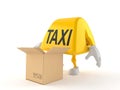 Taxi character with open cardboard box