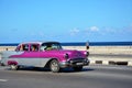 Taxi - Chevrolet driving at MalecÃÂ³n; old Havana Royalty Free Stock Photo