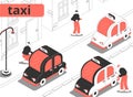 Taxi City Isometric Composition Royalty Free Stock Photo