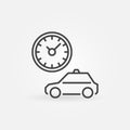 Taxi with Clock ot Timer vector concept outline icon