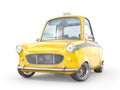 Yellow retro taxi car isolated on a white. 3d illustration