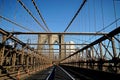 Taxi Crossing the Brooklyn Bridge Royalty Free Stock Photo