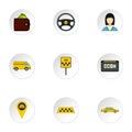 Taxi custom icons set, flat style Royalty Free Stock Photo