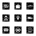 Taxi custom icons set, grunge style Royalty Free Stock Photo
