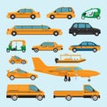 Taxi different types icons