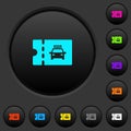 Taxi discount coupon dark push buttons with color icons
